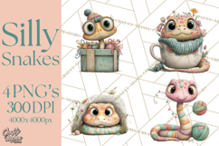 Cute Snake Clipart Pastel Reptile PNG Product Image 1