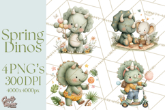 Cute Summer Dinosaur Clipart Sweet Treat Dino PNG Product Image 1