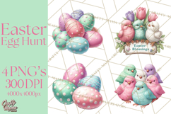 Easter Egg Hunt Clipart, Easter PNG, Sublimation Designs Product Image 1
