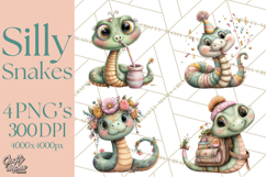 Cute Snake Clipart Pastel Reptile PNG Product Image 1