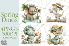 Cute Summer Dinosaur Clipart Sweet Treat Dino PNG Product Image 1