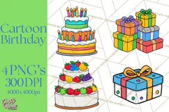 Birthday Party Clipart PNG Graphics, Birthday PNG Product Image 1