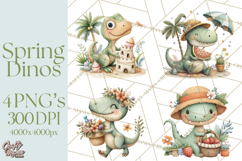 Cute Summer Dinosaur Clipart Sweet Treat Dino PNG Product Image 1