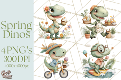 Cute Summer Dinosaur Clipart Sweet Treat Dino PNG Product Image 1