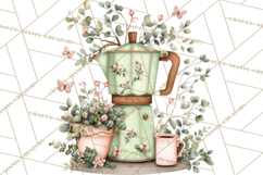 Mint Cottagecore Kitchen Clipart, Vintage Country Floral Png Product Image 4