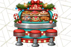 Christmas Retro Diner Clipart PNG 1950s Holiday Food & Decor Product Image 4