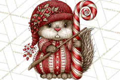 Whimsical Peppermint Animal PNG Christmas Clipart Product Image 4