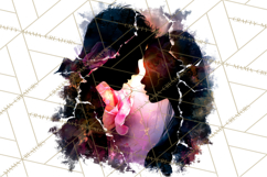 Romantic Couple Silhouettes, Rose Cutout PNG, Surreal Love Product Image 4