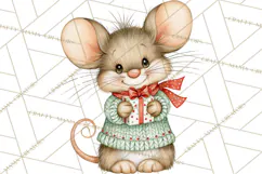 Christmas Mouse Clipart, Pastel Holiday Mice PNG, Nursery Product Image 5