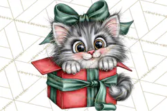 Christmas Cat Clipart PNG, Funny Kitten Christmas Product Image 5