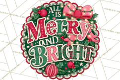 Whimsical Christmas Door Sign Clipart PNG, Merry and Bright Product Image 2