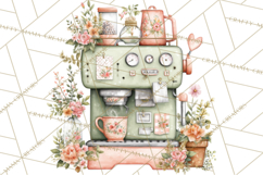 Mint Cottagecore Kitchen Clipart, Vintage Country Floral Png Product Image 5