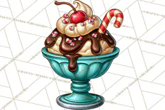 Christmas Retro Diner Clipart PNG 1950s Holiday Food & Decor Product Image 2