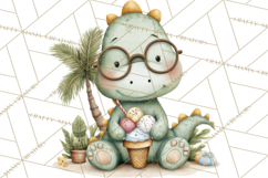 Cute Summer Dinosaur Clipart Sweet Treat Dino PNG Product Image 5