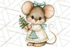 Christmas Mouse Clipart, Pastel Holiday Mice PNG, Nursery Product Image 2