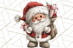 Santa Christmas Clipart, Cute Whimsical Santa PNG, Christmas Product Image 2
