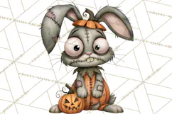 Cute Zombie Bunnies PNG Clipart, Halloween Animals Product Image 2