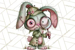 Cute Zombie Bunnies PNG Clipart, Halloween Animals Product Image 3
