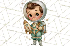 Atomic Age Space Clipart PNG, Retro 1950's Astronaut Decor Product Image 3