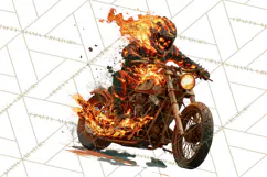 Heavy Metal Skeleton Biker Clipart, Halloween Motorcycles Product Image 3
