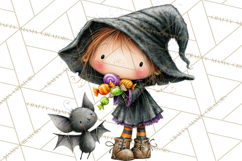Sweet Little Witches PNG, Cute Halloween Witch Clip Art Product Image 3
