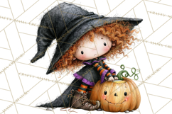 Sweet Little Witches PNG, Cute Halloween Witch Clip Art Product Image 4