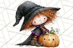 Sweet Little Witches PNG, Cute Halloween Witch Clip Art Product Image 4