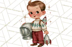 Atomic Age Space Clipart PNG, Retro 1950's Astronaut Decor Product Image 4