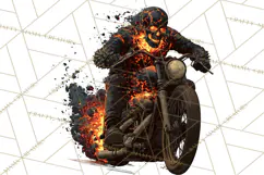 Heavy Metal Skeleton Biker Clipart, Halloween Motorcycles Product Image 4