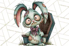 Cute Zombie Bunnies PNG Clipart, Halloween Animals Product Image 4