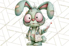 Cute Zombie Bunnies PNG Clipart, Halloween Animals Product Image 5