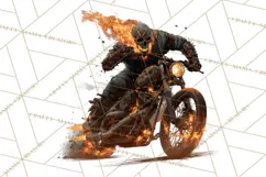 Heavy Metal Skeleton Biker Clipart, Halloween Motorcycles Product Image 5