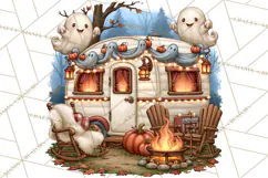 Halloween Camper Clipart PNG Vintage Camping Designs Product Image 4