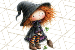Sweet Little Witches PNG, Cute Halloween Witch Clip Art Product Image 2