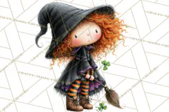 Sweet Little Witches PNG, Cute Halloween Witch Clip Art Product Image 2