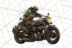 Heavy Metal Skeleton Biker Clipart, Halloween Motorcycles Product Image 2