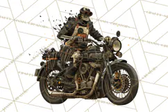 Heavy Metal Skeleton Biker Clipart, Halloween Motorcycles Product Image 3
