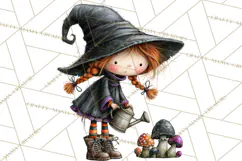 Sweet Little Witches PNG, Cute Halloween Witch Clip Art Product Image 3