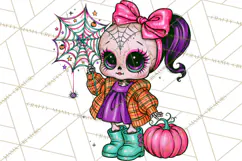 Cute Halloween Skeleton Clipart PNG, Creepy Cute Fall Decor Product Image 3
