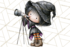 Sweet Little Witches PNG, Cute Halloween Witch Clip Art Product Image 4