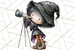 Sweet Little Witches PNG, Cute Halloween Witch Clip Art Product Image 4