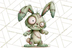 Cute Zombie Bunnies PNG Clipart, Halloween Animals Product Image 4