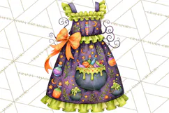 Bright Halloween Kitchen Clipart PNG, Spooky Aprons Mixers Product Image 4