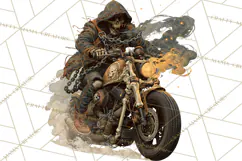Heavy Metal Skeleton Biker Clipart, Halloween Motorcycles Product Image 4