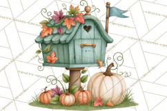 Autumn Village Clipart PNG, Cozy Fall Cottage Town Product Image 5