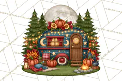 Halloween Camper Clipart PNG Vintage Camping Designs Product Image 4