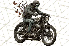 Heavy Metal Skeleton Biker Clipart, Halloween Motorcycles Product Image 5