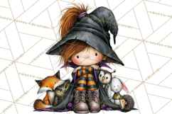 Sweet Little Witches PNG, Cute Halloween Witch Clip Art Product Image 2