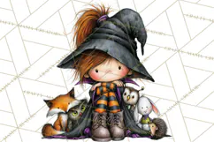 Sweet Little Witches PNG, Cute Halloween Witch Clip Art Product Image 2