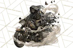 Heavy Metal Skeleton Biker Clipart, Halloween Motorcycles Product Image 2
